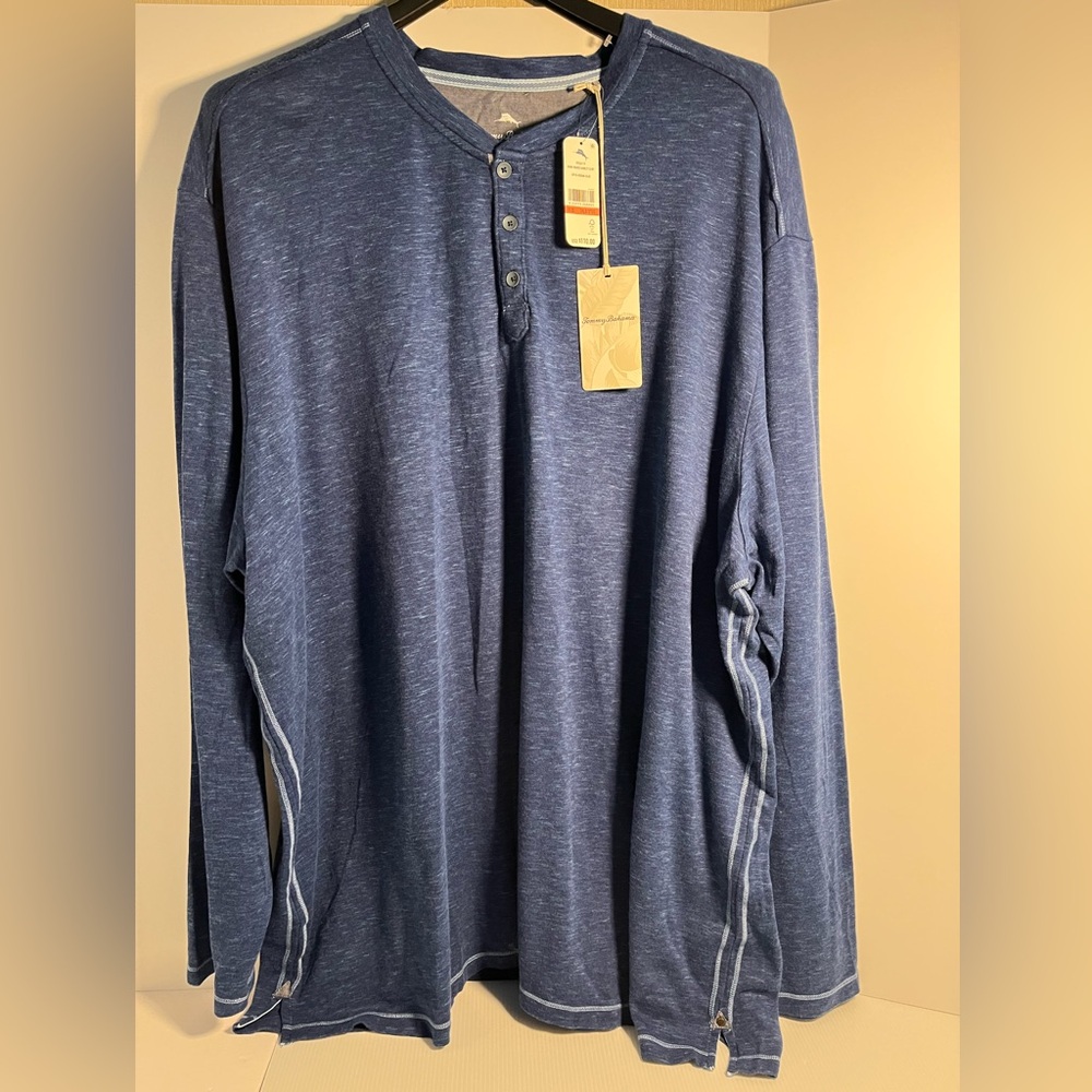 Tommy Bahama Oahu Shores Long Sleeve Heather Knit Henley Shirt sz 3XLB
